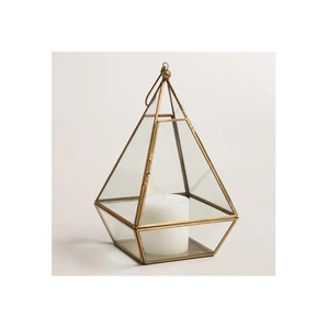 Metal <b>Lantern</b> Hanging Design With <b>Gold</b> Color Finishing Design Modern <b>Lanterns</b> With Multiple Shaped T-Light Holder Chap Price - Product Image 1