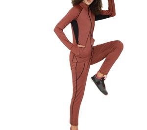 Ensemble de vêtements en velours décontracté deux pièces pour femmes survêtement en velours à capuche avec fermeture éclair Design imprimé solide survêtement 2026 - Product Image 5
