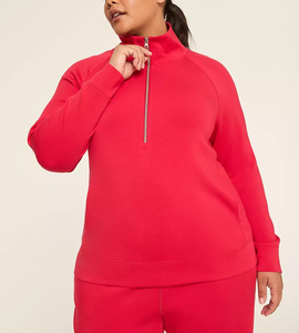 Sudadera de Mujer Fabricada por OEM, Estilo Único, Cuello Alto, Media Cremallera, Talla Grande, Sudadera de Manga Larga, Color Sólido - Product Image 1