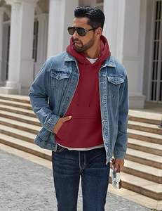 Sweat à capuche décontracté à manches longues en coton pour hommes Pull à capuche à cordon de serrage avec poche Kanga - Product Image 4