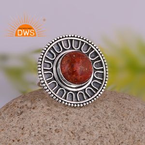 Anillo apilable de piedras preciosas de Coral de esponja Natural de plata de ley oxidada más vendido, joyería personalizada para mujer, regalo para ella - Product Image 4
