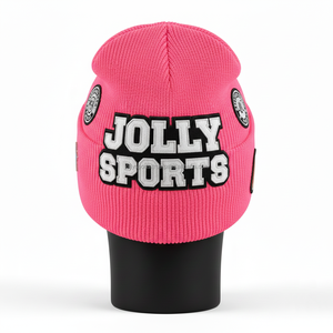 <b>Pink</b> Women Winter Beanie Cap 280 GSM High Quality Rib Knit <b>Fabric</b> Soft Warm Custom Embroidery Badges Logo Jacquard Beanies Cap - Product Image 2