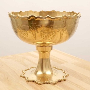 Nuevo cuenco tibetano para cantar, cuenco para cantar grabado en Metal de latón dorado a la venta, World Craft Impex - Product Image 2