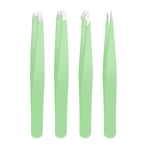 Juego de pinzas para cejas recubiertas de papel verde, Punta inclinada, acero inoxidable, 3,8 pulgadas, Kits de pinzas para manicura - Product Image 6