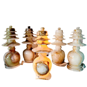 Lampe Onyx Blanc, Lampe en Marbre Onyx, Lampe Vintage en Marbre Blanc - Product Image 4