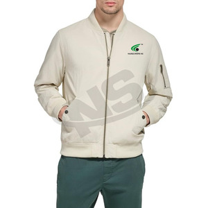 Offre Spéciale hommes Bomber veste couleur unie coton tissu veste d'hiver pour hommes Logo personnalisé décontracté Streetwear vêtements d'extérieur - Product Image 4