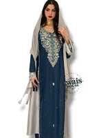 Kaftan Abaya Longue en Chiffon Lavable Écologique Brodé de Perles de Luxe, Coupe Évasée, Vêtement Islamique pour Femmes Musulmanes