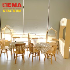 Set di <span class=keywords><strong>Mobili</strong></span> Usati per Asilo Nido e Scuola Materna Ema Montessori, Sedia e Scrivania in Legno per Arredamento Scolastico - Product Image 3