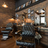 Comptoir de Barbier Commercial Portable Moderne en Bois avec Miroir LED, Design Écologique et Durable, Rangement Multiple Réglable