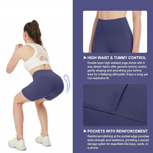Pantalones cortos de Yoga de secado rápido de cintura alta de marca personalizada para mujeres Patrón sólido para Fitness Pilates-Servicio OEM/ODM disponible - Product Image 5