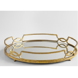 Plateau en aluminium doré et miroir fait à la main avec finition élégante Parfait pour les décorations de mariage élégantes et les accessoires de salle à manger - Product Image 4