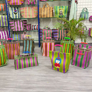 Bolsas DE LA COMPRA ecológicas recicladas de nylon con patrón rayado de metal sostenible para uso en supermercados hechas en la India - Product Image 3