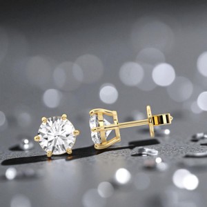 Luxurious 3.00 Carat E-F/VVS-VS (Each 1.50 Ct) Moissanite Round Diamond 6 Claw <b>Stud</b> Earring Made In 925 <b>Sterling</b> <b>Silver</b> For Her - Product Image 4