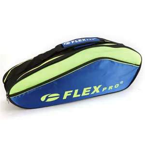 Sac de raquette de badminton Premium Navy Lime 6R avec logo personnalisé et Flex Pro 2 compartiments - Étanche et construction en nylon/PU - Product Image 1