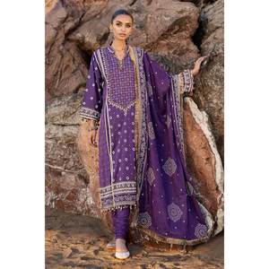Conjunto de Traje de 3 Piezas para Mujer, Bordado, Sin Costuras, Color Morado - Product Image 6