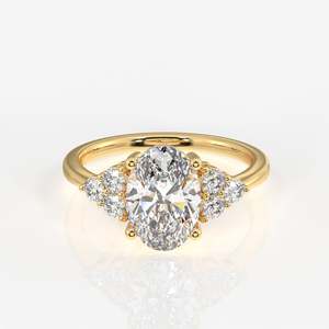 แหวนหมั้นเพชรโมอิสซาไนต์ทรงรี ทอง 9K หรูหราและสง่างาม - Product Image 1