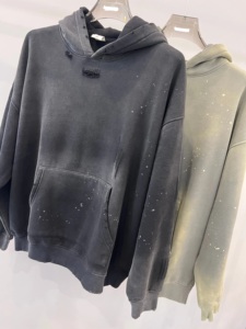 Sudaderas de lana de algodón 100% para hombre unisex Sudadera con capucha de gran tamaño con bordado e impresión digital teñida LISA para la temporada de invierno - Product Image 2