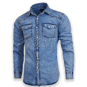 2025 T-shirt en jean bon marché en gros de haute qualité pour hommes chemises en jean personnalisées pour la vente en ligne - Product Image 1