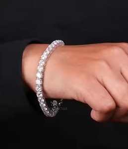 Bracelet Tennis Diamant Rond Cadeau de Fiançailles Bracelet Diamant Créé en Laboratoire Cadeau de Mariage et d'Anniversaire pour Femme 18KT Blanc m - Product Image 4