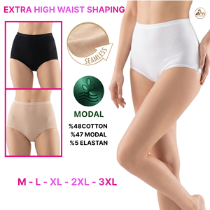 Culottes gainantes taille haute sans coutures écologiques pour femmes en coton modal lavables en machine - Product Image 1