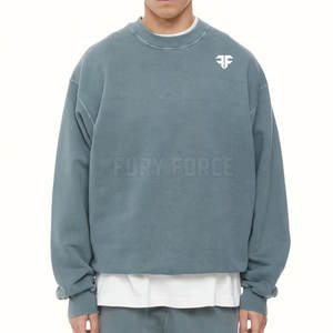 Sweat-shirt d'hiver pour homme à col rond, couleur unie, effet délavé, sur mesure, haute qualité, prix de gros - Product Image 1