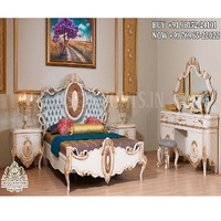 Ensemble de meubles de chambre à coucher en teck, design rococo personnalisé, couleur royale, avec éléments modernes russes, léger, taille personnalisée