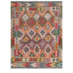 Alfombra Kilim de Maimana, Afganistán, 201 x 154 cm, Juego de Alfombras - Product Image 1