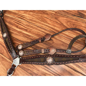 Collier de poitrine Western imprimé de concepteur équestre avec quincaillerie personnalisée en cuir véritable têtière de cheval usiné à la main - Product Image 5