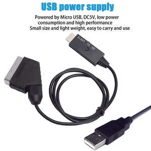 Convertisseur vidéo SCART vers HD alimenté par USB avec commutateur, connecteur type HDTV, câble adaptateur Plug & Play pour PS4, DVD, PC, sortie type DC - Product Image 5