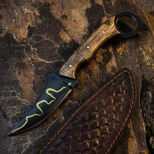 Cuchillos de Caza y Camping Profesionales de Acero Inoxidable D2, Mango de Madera, Hoja de Supervivencia de Alta Calidad para Exteriores, Personalizable OEM - Product Image 1