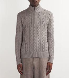 เสื้อสเวตเตอร์ถักไหมพรมคอเต่าแบบซิป ¼ สำหรับผู้ชาย ผลิตแบบ OEM / แบรนด์ส่วนตัว สไตล์คลาสสิก อุ่นสบายสำหรับฤดูหนาว เหมาะสำหรับตลาดสหรัฐอเมริกา - Product Image 4