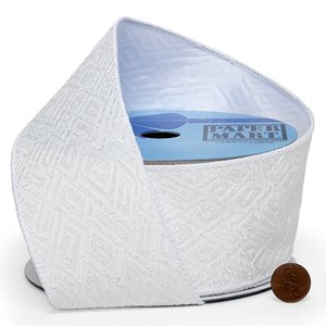 <b>Wired</b> <b>Ribbon</b> Textured Diamond Block Design Floral for Birthday Halloween Wedding Christmas Hanukkah Decorations Polyester Silk - Product Image 2