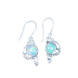 Boucles d'oreilles classiques bijoux pour femmes argent Boho Style bijoux 925 argent Sterling opale pierres précieuses boucles d'oreilles faites à la main cadeau pour femme - Product Image 1