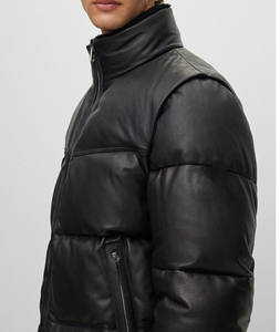 Veste matelassée en toile pour homme de haute qualité à col montant, couleur unie, imperméable, coupe-vent, respirante, avec capuche, pour l'hiver - Product Image 5