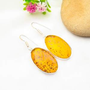 Pendientes de Ámbar Báltico, Plata de Ley 925, Joyería de Piedras Preciosas de Ámbar Hecha a Mano, Regalo para Mujer, Aniversario, Moda - Product Image 4