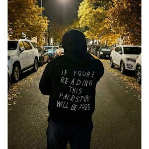 Sudadera con Capucha 100% Algodón con la Frase "Si Estás Leyendo Esto, Palestina Estará Libre" con Tela de Felpa Francesa y Serigrafía - Product Image 1