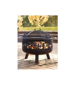 Traditional cast iron <b>fire</b> pit outdoor rustic style with steel <b>poker</b> durable bowl for garden evening relaxation - Product Image 4