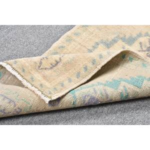 Alfombra Turca Vintage de Gran Tamaño, 140 x 320 pies, Diseño Abstracto en Tonos Beige y Azul, Hecha a Mano con Lana y Látex Ecológico, Pelo Mediano - Product Image 4