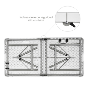 Tavolo Rettangolare Pieghevole in HDPE 122x61x74 cm. Colore Bianco - Product Image 3