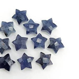 Piedra preciosa con forma de estrella facetada de iolita, piedra preciosa tallada a mano suelta de iolita Natural, Briolette de estrella para la fabricación de joyas, 10mm - Product Image 4