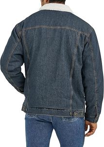 Men Sherpa Lined <b>Denim</b> Jacket Western Style Button Front Turn Down Collar Windproof Breathable Winter <b>Coat</b> - Product Image 2