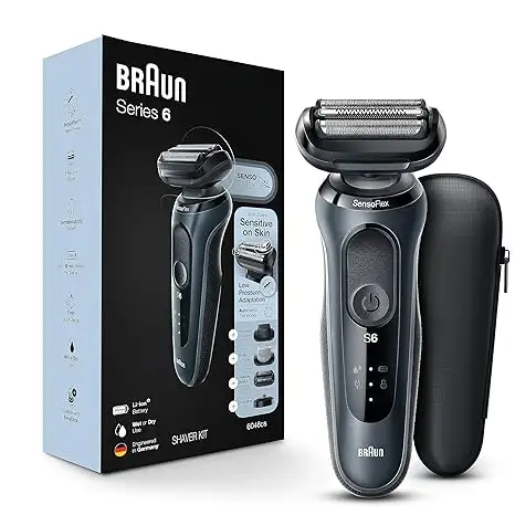 Braun Series 6 6046cs Rasoir électrique pour homme, humide et sec, rasoir électrique, rechargeable, sans fil avec support de charge