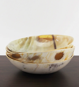 Wholesale Eco-Friendly Buffalo Horn Serving Bowl Classic Design Dishwasher Safe for Hotels White and <b>Black</b> - Product Image 1