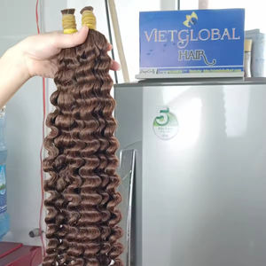 Cabello natural con cutícula alineada Cabello humano al por mayor Cabello a granel Color marrón rizado profundo - Product Image 1