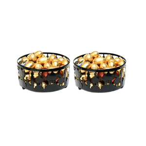 Plateau à chocolat de service de forme ronde ensemble de trois plateaux à chocolats islamiques en métal poli doré pour les meilleures ventes - Product Image 3