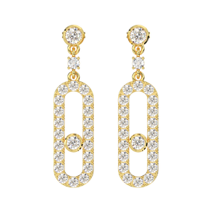 Boucles d'oreilles pendantes en or jaune 10K géométrique rond brillant CZ pierre Fine bijoux cadeau de haute qualité pour femmes bijoux Calista - Product Image 2