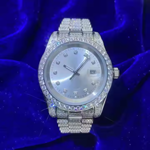 Montre de marque Iced Out Moissanite Montre Hip Hop Iced Out pour hommes Montre en acier inoxydable au prix de gros - Product Image 4