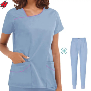 Vente en gros de haute qualité LOGO personnalisé femmes élastiques infirmière Scrubs costumes médecin dentaire hôpital uniforme ensembles haut pantalon - Product Image 2