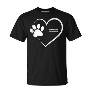 T-Shirt con Cuore e Zampa di Cane, Manica Corta, Collo Tondo, Unisex per Adulti, Regalo Promozionale per Proprietari di Cani - Product Image 3