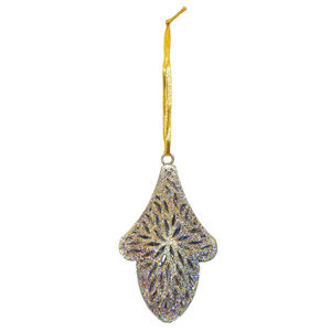 Colgante con forma de hoja de purpurina plateada, adorno navideño, colgante de Metal decorativo para árbol de vacaciones, decoración del hogar, pieza de regalo - Product Image 1